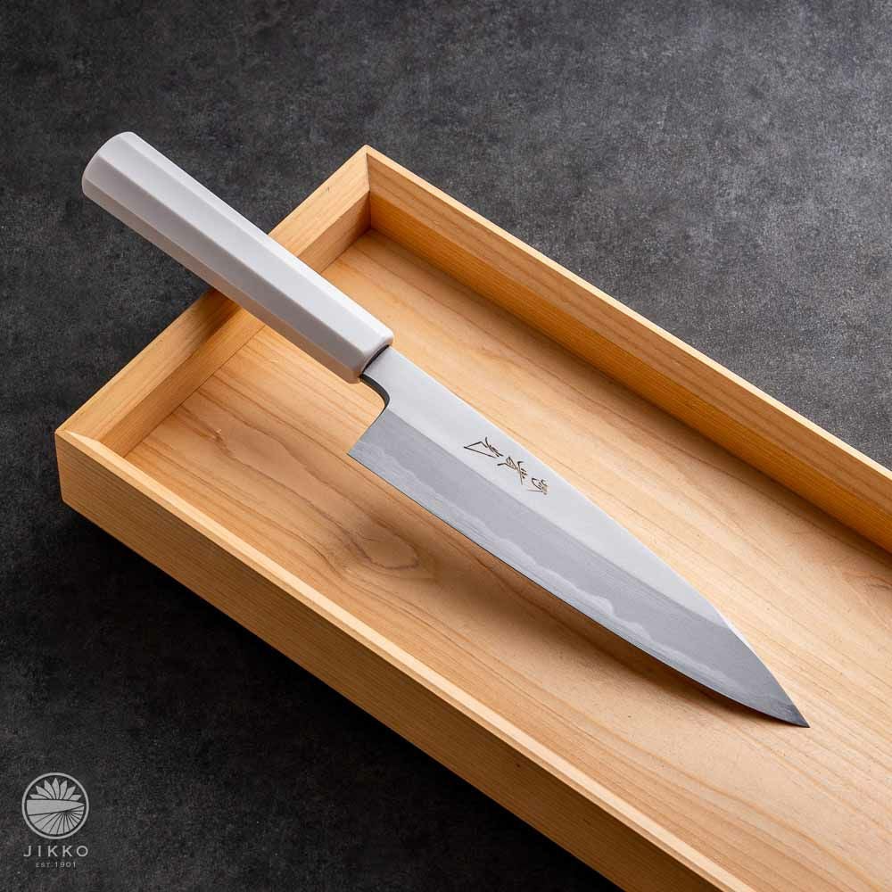 祇園 白鋼】 片刃 切付牛刀 | 包丁通販なら明治33年創業の大阪 堺の實