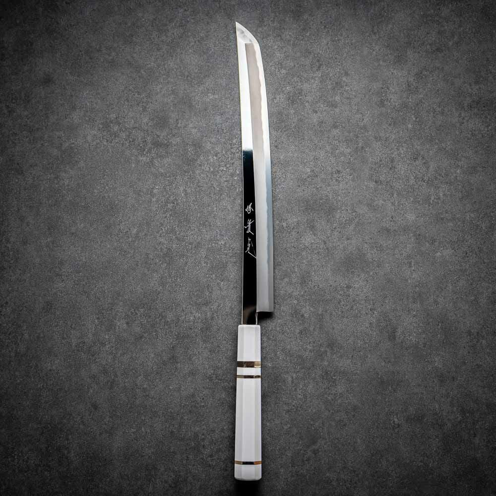刃仕上】鏡面・本刃付け・白柄銀巻柄 ※包丁の刃は付いていません